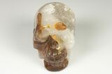 Polished Banded Agate Skull with Quartz Crystal Pocket #190519-1